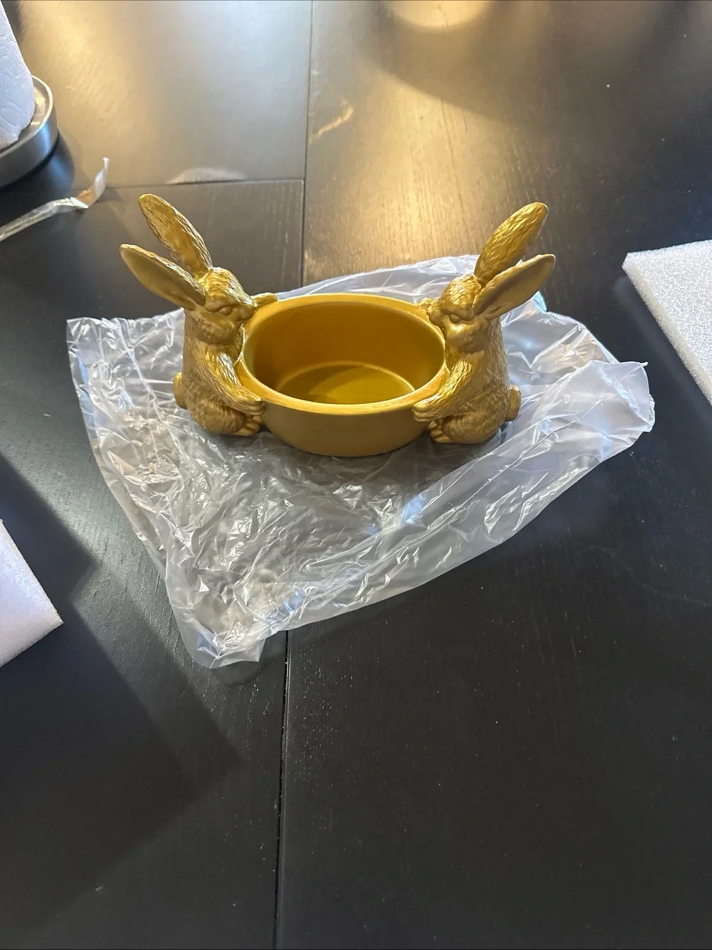 Gold Rabbit Decorative Bowl for Home Dining